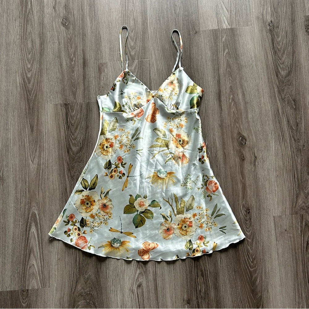 Floral Satin Slip Dress
